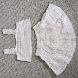 Aerie Textured Lace Ruffle Mini skirt and top. Size Small. Bottom NWT.